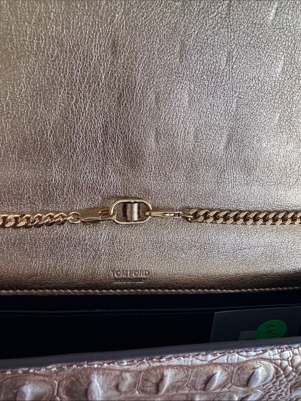Tom Ford Crocodile embossed shoulder bag gold - Picture 5 of 9